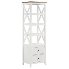Coaster Fine Furniture 708254 Hollis - 4-Shelf Wood Media Tower With Drawers - Brown And White