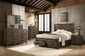 CoasterEveryday 222631KW-S5 Woodmont - 5 Piece California King Storage Bedroom Set - Golden Brown