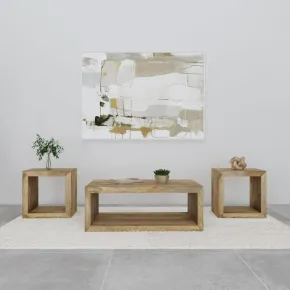 Coaster Fine Furniture 704838-S3 Benton - 3 Piece Solid - Mango Coffee And End Table Set - Natural