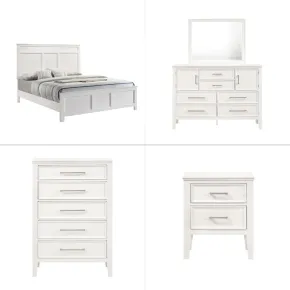 New Classic 00-677W-25C New Classic 00-677W-25C Andover - 6/0 Western King 5 Piece Bedroom Set (Bed & Dresser & Mirror & Chest & Nightstand) - White