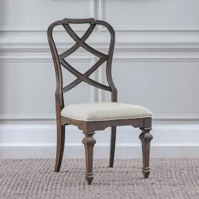 Liberty Furniture 765-C2501S Provence Park - Wood Back Side Chair - Chateau Brown