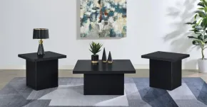 Coaster Fine Furniture 706408-S3 Devar - 3 Piece Square Cocktail Coffee End Table Set - Black