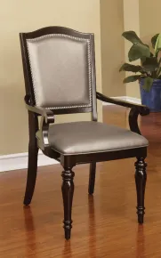 Furniture of America CM3970GL-AC-2PK Harrington - Arm Chair (Set of 2) - Dark Walnut / Pewter