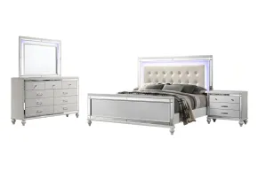 New Classic 02-9698W-24N New Classic 02-9698W-24N Valentino - 6/0 California King 4 Piece Bedroom Set (Bed, Dresser, Mirror, Nightstand) - White