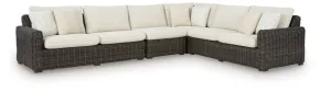 Ashley Furniture P711P2 Kimora - 4-Piece Outdoor Sectional - Beige / Dark Brown