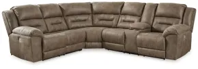Ashley Furniture 83106S2C Ravenel - 3-Piece Power Reclining Sectional With Raf Power Reclining Loveseat With Console - Faux Leather - Fossil