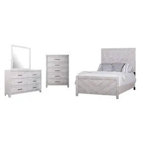 New Classic 00-3314-34C New Classic 00-3314-34C Biscayne - 5/0 Queen 4 Piece Bedroom Set (Bed & Dresser & Mirror & Chest) - Driftwood