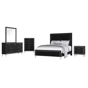 New Classic 00-B1891-35C New Classic 00-B1891-35C Ava - 5/0 Queen 5 Piece Bedroom Set (Bed & Dresser & Mirror & Chest & Nightstand) - Black