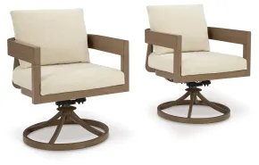 Ashley Furniture P671-602A Serene Bay - Swivel Chair With Cushion (Set of 2) - Dark Brown / White