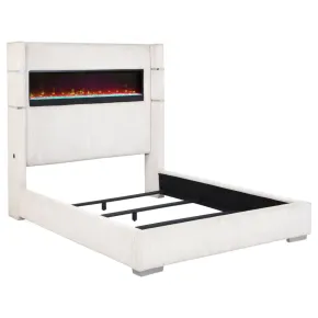 Coaster Fine Furniture 306032KW Tisdall - Upholstered Cal King Fireplace Bed - Cream