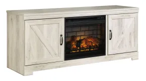 Ashley Furniture W331W9 Bellaby - 63" TV Stand With Faux Firebrick Fireplace Insert - Whitewash