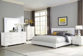 CoasterEssence 203500KE-S5L Felicity - 5 Piece Eastern King Bedroom Set - White Gloss