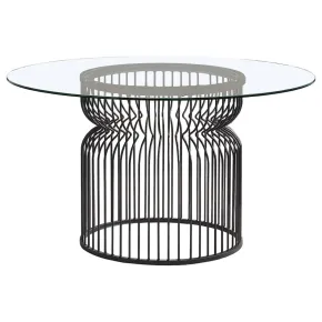 Coaster Fine Furniture 193511BG Granvia - Round Glass Top Metal Dining Table - Gunmetal