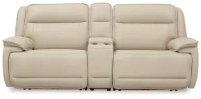 Ashley Furniture U13001S4 Ashley Furniture U13001S4 Double Deal - 2-Piece Power Reclining Loveseat Sectional With Console - Almond