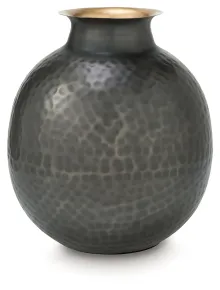 Ashley Furniture A2000844 Woody - Vase - 12" - Pewter / Gold Finish
