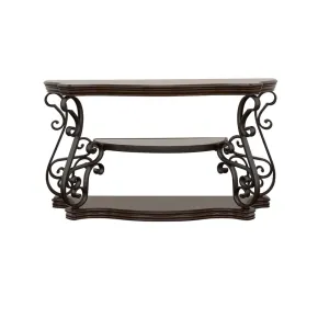 CoasterEssence 702449 Laney - Scrollwork Entryway Sofa Console Table - Deep Merlot