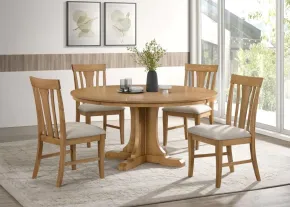 Coaster Fine Furniture 109460-S5 Hartville - 5 Piece Round Dining Table Set - Natural Light Brown
