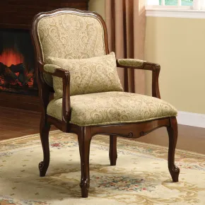 Furniture of America CM-AC6980 Waterville - Accent Chair - Beige / Dark Cherry
