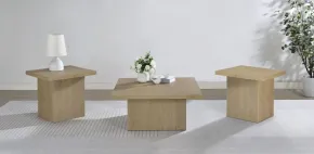 Coaster Fine Furniture 710918-S3 Devar - 3 Piece Square Cocktail Coffee End Table Set - Latte