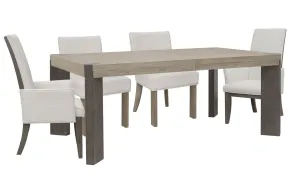 Pulaski Furniture P402240-KIT49 Pulaski Furniture P402240-KIT49 Anderson Park - Leg Dining Table With 2 Klismos Dining Chairs And 2 Upholstered Arm Chairs - Moose Trail / Frontier Brown