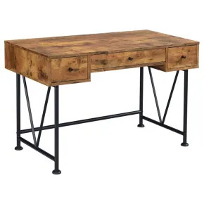 CoasterEveryday 801541 Analiese - 3-Drawer Writing Desk - Rustic Nutmeg