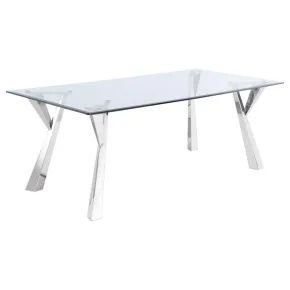 Coaster Fine Furniture 190711 Alaia - Rectangular Glass Top Dining Table - Chrome