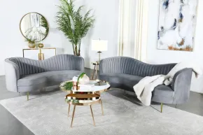 CoasterEssence 506864-S2 Sophia - 2 Piece Upholstered Channel Tufted Sofa Set - Gray