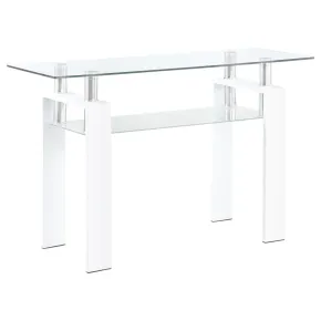 Coaster Fine Furniture 703439 Dyer - Rectangular Glass Top Entryway Sofa Console Table - White
