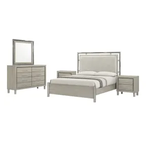 New Classic 00-B1248-25N New Classic 00-B1248-25N Lennox - 6/0 California King 5 Piece Bedroom Set (Bed, Dresser, Mirror, 2 Nightstands) - Gray / Silver