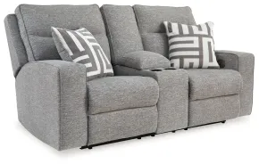 Ashley Furniture 9050318 Biscoe - Power Reclining Loveseat With Console /Adj Headrest - Pewter
