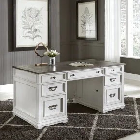 Liberty Furniture 417-HOJ-DSK Allyson Park - Desk - Wirebrushed White / Charcoal