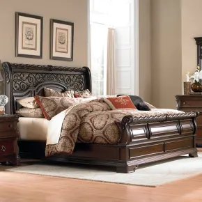 Liberty Furniture 575-BR-QSL Liberty Furniture 575-BR-QSL Arbor Place - Queen Sleigh Bed - Brownstone