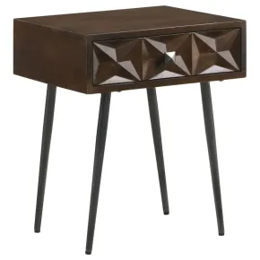 CoasterEveryday 959539 Ezra - 1-Drawer Rectangular Accent Side Table - Coffee Brown
