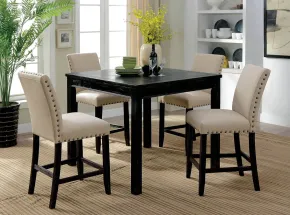 Furniture of America CM3314PT-5PK Kristie - 5 Piece Counter Height Table Set - Antique Black