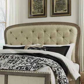Liberty Furniture 615-BR13HUT Americana Farmhouse - Queen Tufted Panel Headboard - Dusty Taupe