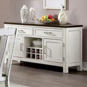 Furniture of America CM3142SV Halsey - Server - Weathered White / Dark Walnut