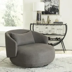 Liberty Furniture 708-ACH15-GY Haley - Upholstered Swivel Cuddler Chair - Charcoal
