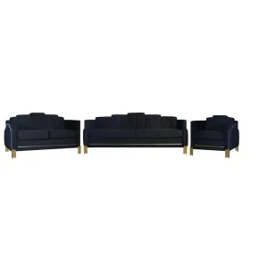 New Classic 23-2034-3NP New Classic 23-2034-3NP Empire - 3 Piece Sofa & Loveseat & Chair - Black