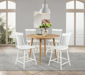 Coaster Fine Furniture 122508-S5W Andrews - 5 Piece Round Counter Dining Set - Light Ash And White