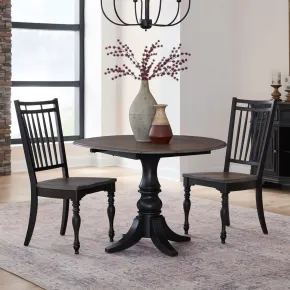 Liberty Furniture 244B-CD-O3DLS Liberty Furniture 244B-CD-O3DLS Magnolia Manor - Opt 3 Piece Drop Leaf Table Set - Weathered Bark & Antique Black
