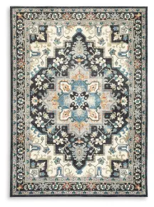 Ashley Furniture R407062 Ashley Furniture R407062 Leningston - 5' x 7' Washable Rug - Black / Cream / Blue