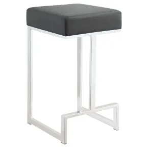 CoasterEveryday 105252 Gervase - Square Counter Height Stool - Gray And Chrome