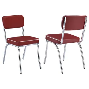 CoasterEveryday 2450R Retro - Upholstered Dining Side Chair (Set of 2) - Red