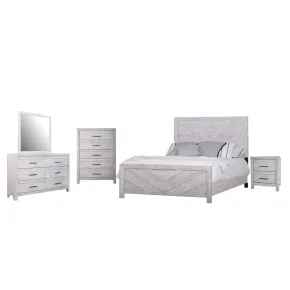 New Classic 00-3314-25C New Classic 00-3314-25C Biscayne - 6/0 Western King 5 Piece Bedroom Set (Bed, Dresser, Mirror, Chest, Nightstand) - Driftwood