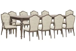 Pulaski Furniture P412240-KIT35 Pulaski Furniture P412240-KIT35 Saddle Creek - Extendable Leg Dining Table With 8 Upholstered Side Chairs And 2 Arms Chairs - Timber Brown