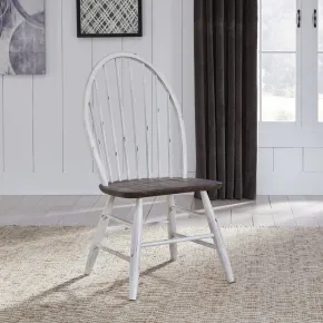 Liberty Furniture 139WH-C1000S Farmhouse - Windsor Back Side Chair - Two Tone White / Wood Tone