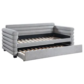 CoasterEveryday 300718 Patricia - Boucle Upholstered Twin Day Bed With Trundle - Gray
