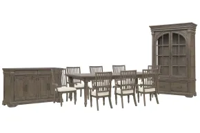 Pulaski Furniture P413240-KIT24 Pulaski Furniture P413240-KIT24 Madison Ridge - Extendable Leg Dining Table With 8 Arm Chairs, Server And China Cabinet - Natural Bark