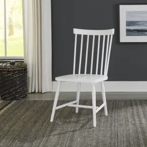 Liberty Furniture 499-C4000S Palmetto Heights - Spindle Back Side Chair - Shell White & Driftwood