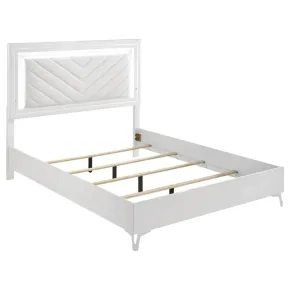 Coaster Fine Furniture 215791Q Cassia - Queen LED Panel Bed - White High Gloss
